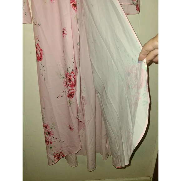 Women's Sleepwear Robe Set Medium Floral Long Sleeve Tie Front Polyester (GG) - Picture 4 of 9